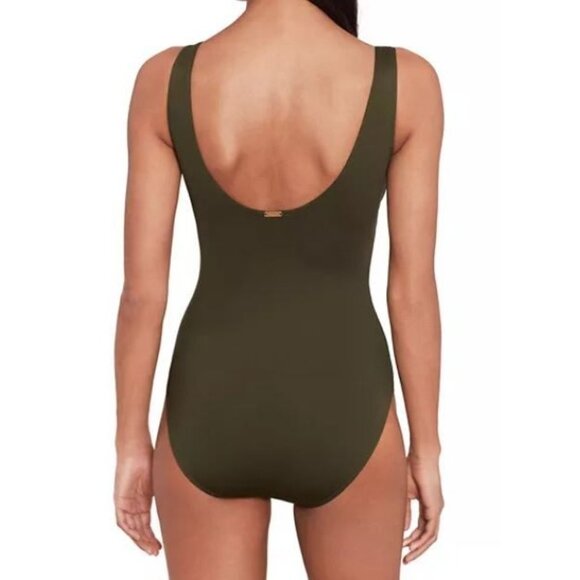 Ralph Lauren Ruffle Surplice One Piece Swimsuit Women Size 12 NWT Slimming Fit - Picture 2 of 16